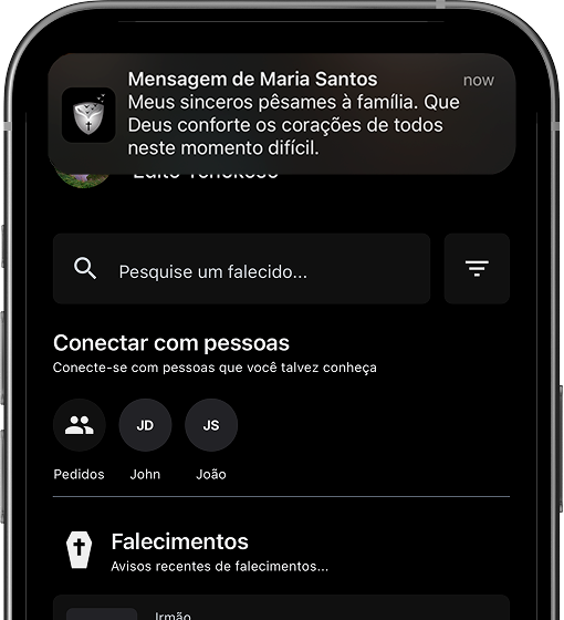 Preview do feed de condolências